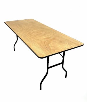 6' x 2'6'' Varnished Wooden Trestle Table Hire - BE Event Furniture Hire