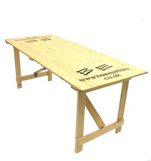 Wooden Trestle Table Hire - 6' x 2'6' Trestle Table - BE Event Furniture Hire