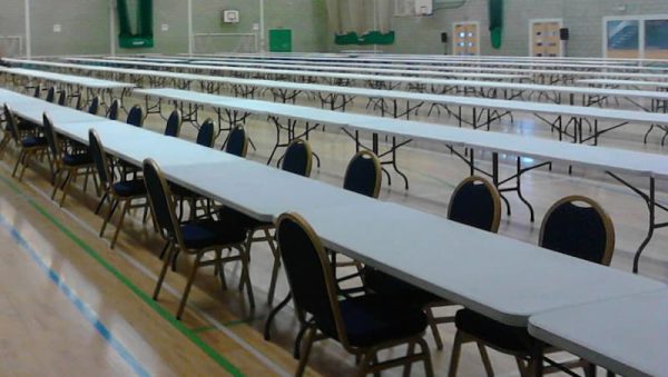 Plastic Trestle Table Hire - Elections - BE Event Furniture Hire