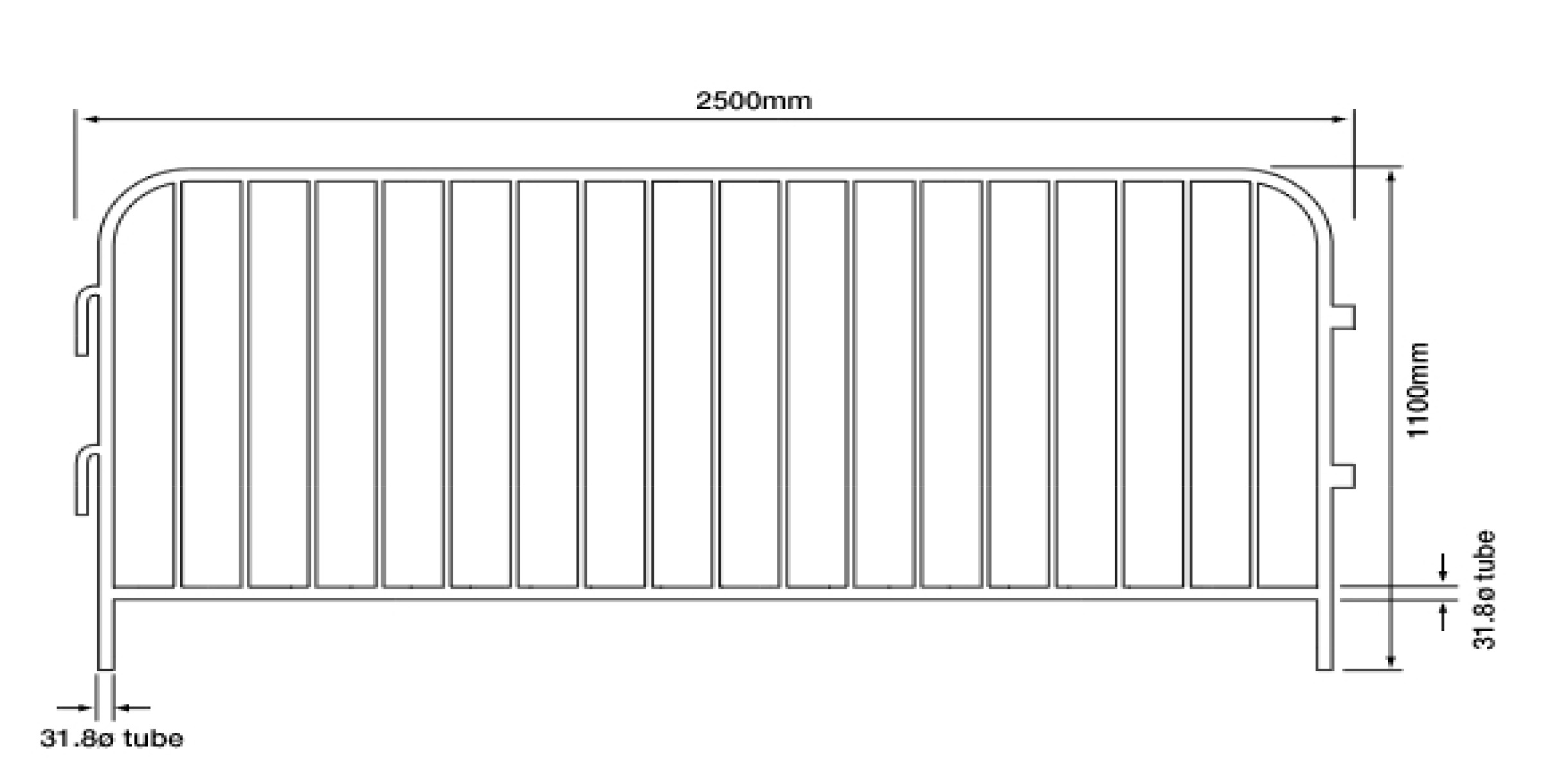 Crowd barrier fence panel constructed from 38.1 mm diameter galvanized steel frame - BE Event Hire