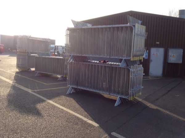 Crowd barrier fence panel constructed from 38.1 mm diameter galvanized steel frame - BE Event Hire