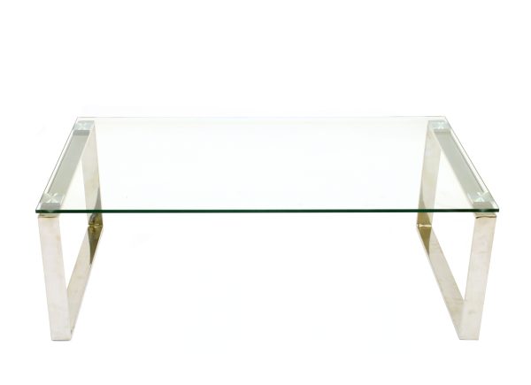Glass coffee table with silver metal legs - BE Event Hire Glass coffee table with silver metal legs - BE Event Hire