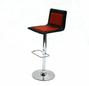 Black & Red Leather High Stool Hire - Trade Stands, Exhibitions - BE Event Furniture Hire