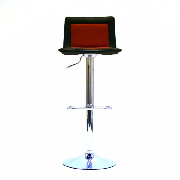 Black & Red Leather High Stool Hire - Front Up - BE Event Furniture Hire