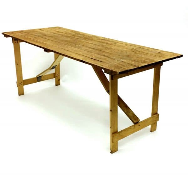 6’x 2’6” Rustic Trestle Table Hire - BE Event Furniture Hire