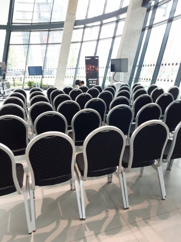 Black and Silver Banquet Chair Hire - University Event - BE Event Furniture Hire