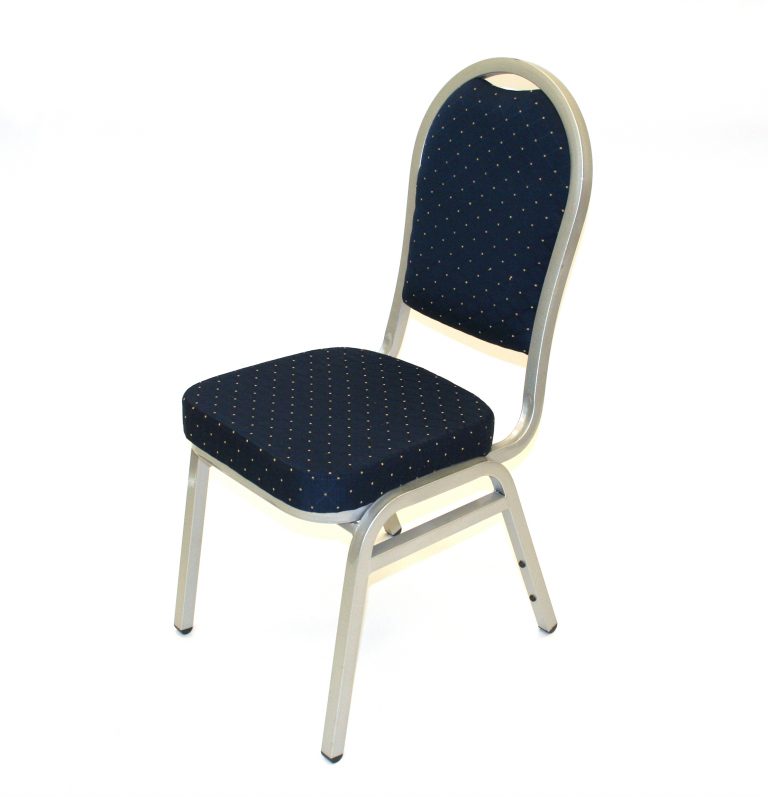 Blue and Silver Banqueting Chair Hire - BE Event Furniture Hire