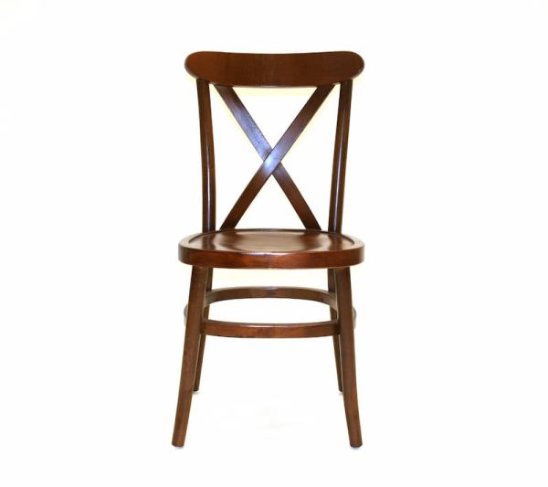 Traditional Wooden Crossback Chair Hire - Front View - BE Event Furniture Hire