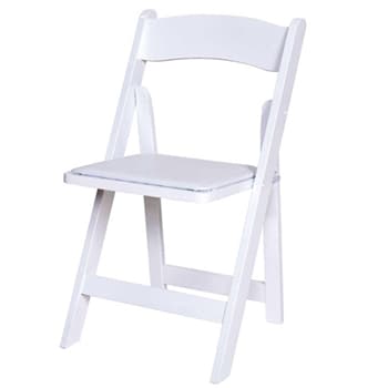 White Wooden Folding Chair Hire, White Wooden Padded Chairs