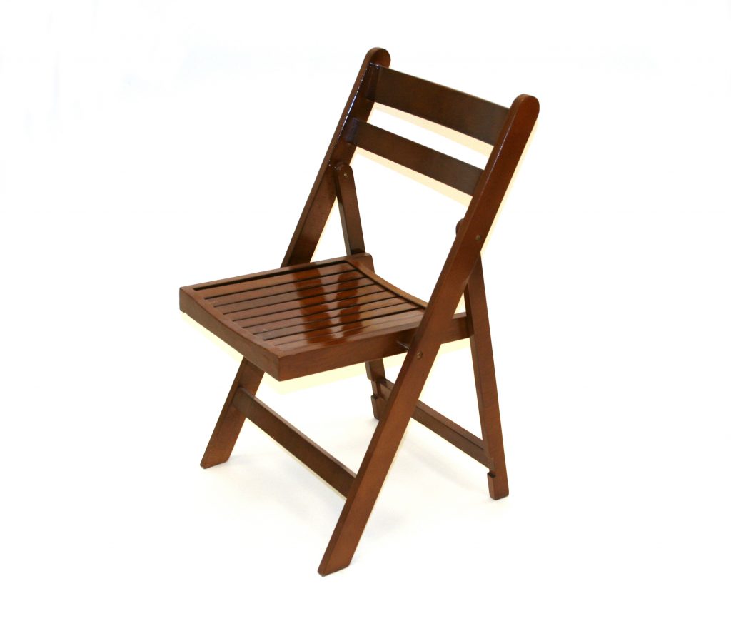 Brown Wooden Folding Chair Hire - Events, Weddings - BE 