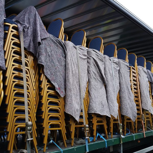 Blue and old banquet chairs - BE Event Hire