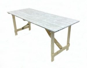 Limewash Distressed Trestle Table Hire - 6’x 2’6” Trestle Table - BE Event Hire