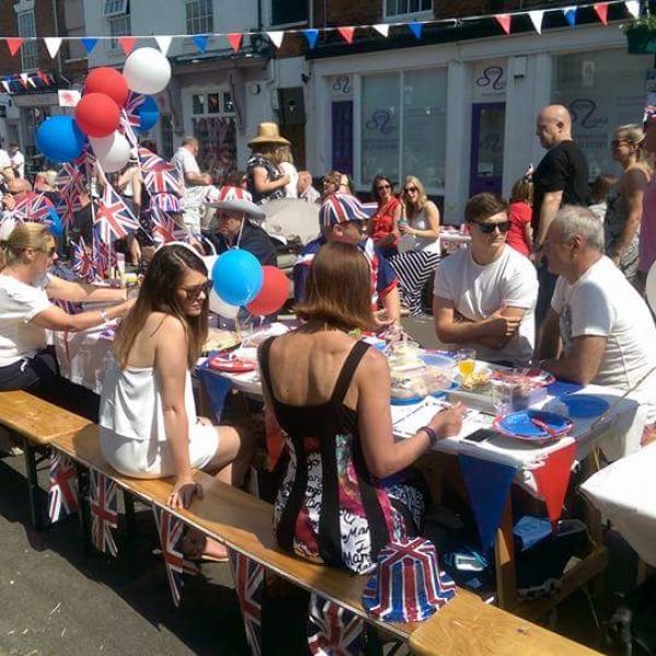 street party, wooden benches , trestle tables - BE Event Hire