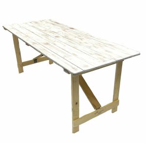 Limewash Distressed Trestle Table Hire - 6’x 2’6” - BE Event Furniture Hire
