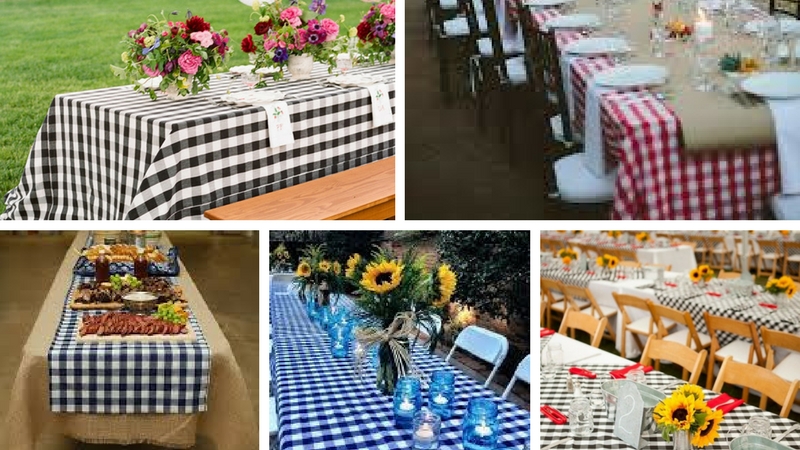 Picnic Table Wedding Decorations - Checkered Table Cloth