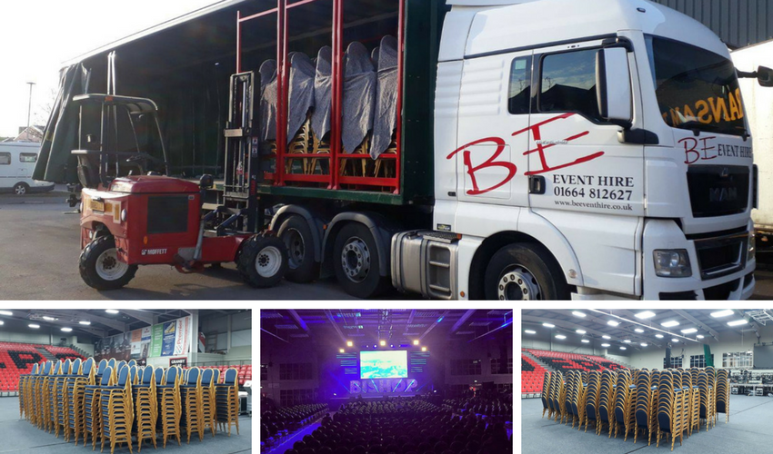 Banqueting Chair Hire at Leicester Arena forJohn Bishops Wining It tour - BE Event Hire