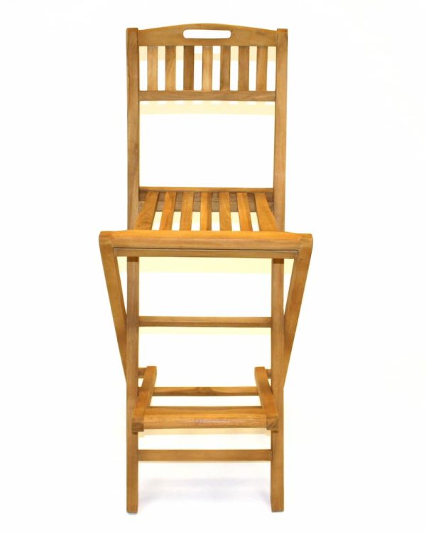 Teak Bar Stool Hire - Front View - BE Event Furniture Hire
