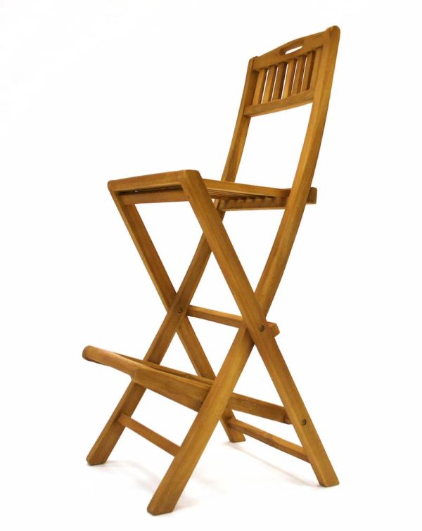 Teak Bar Stool Hire - Side Forward - BE Event Furniture Hire