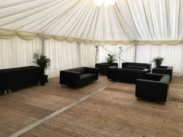 Black Sofa Hire - 3 Seater - Chill Out Area Event - BE Event Furniture Hire