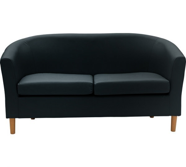 Black 2 seater tub sofa for hire ideal for green rooms and trade stands