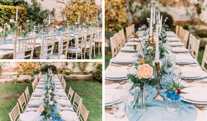 Garden Wedding using distressed chiavari furniture - tables and chairs - BE Event Furniture Hire