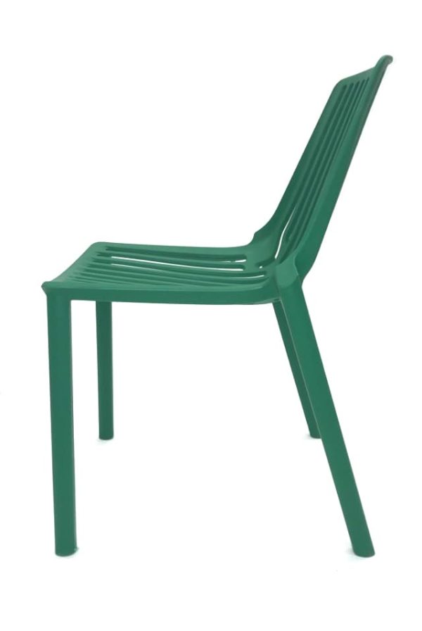 Green Stacking Weatherproof Lisbon Chair Hire - Side - BE Event Furniture Hire