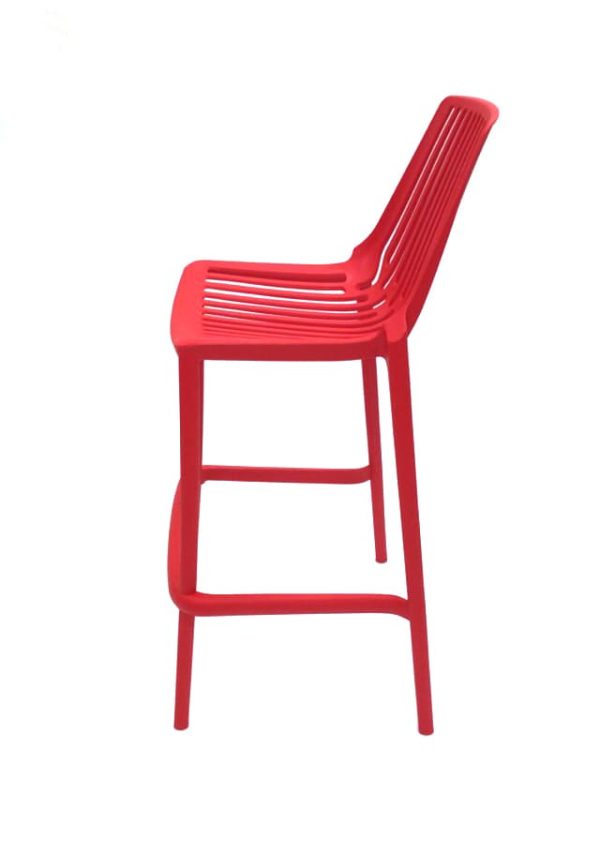 Red Porto Bar Stool Hire - Full Side - BE Event Furniture Hire