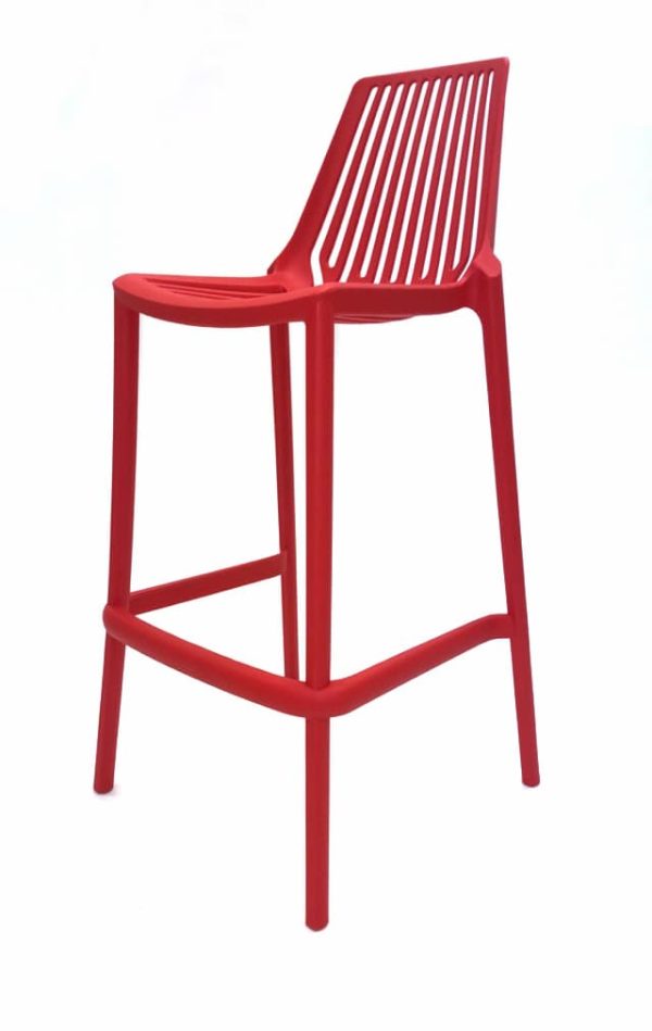 Red Porto Bar Stool Hire - Side - BE Event Furniture Hire