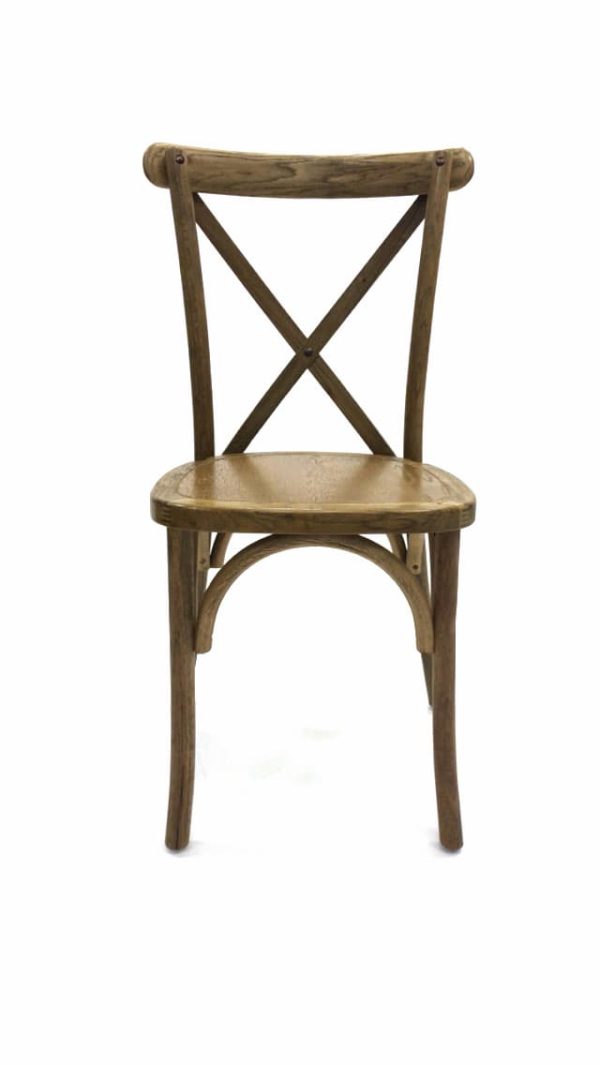 Light Oak Wooden Crossback Chair - Front - BE Event Furniture Hire