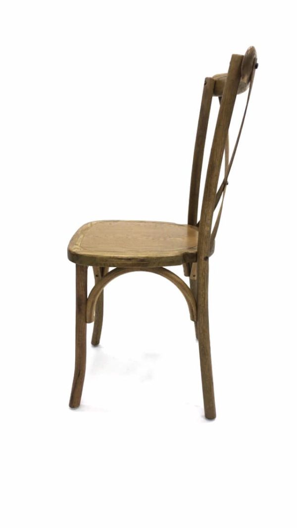 Light Oak Wooden Crossback Chair - Side - BE Event Furniture Hire