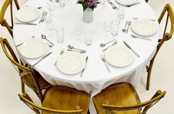 Light Oak Wooden Crossback Chair - Table Setting - BE Event Furniture Hire