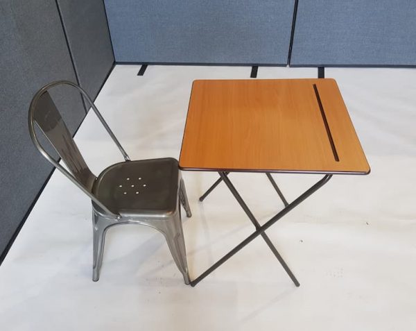Desk and Metal Tolix Chair set - BE Event Furniture Hire