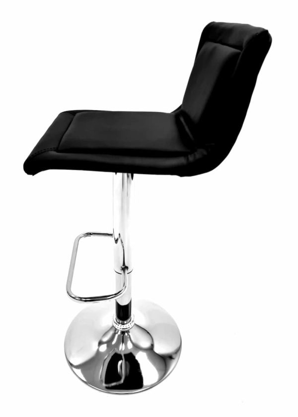 Black Leather High Stool Hire - Side View - BE Event Furniture Hire