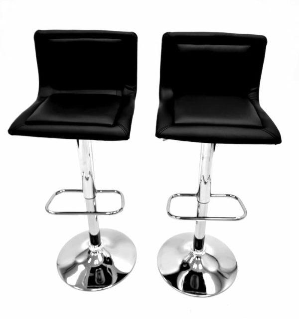 Black Leather High Stool Hire - Two Stools - BE Event Furniture Hire