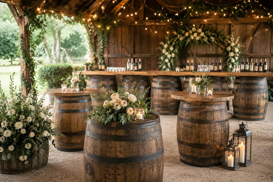 Rustic Barrel Hire for that Rustic Wedding Finishing Touch - BE Event Hire