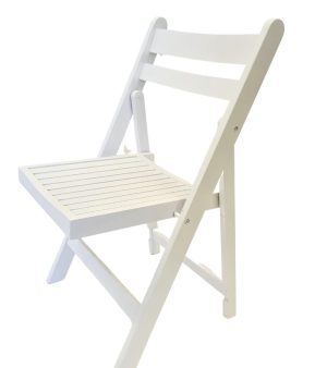 White Wooden Folding Chair Hire - Weddings, Events - BE Event Furniture Hire