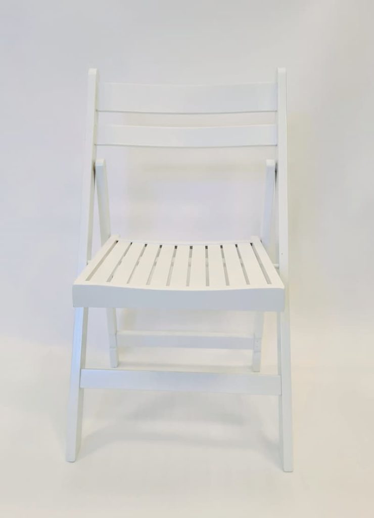 White Wooden Folding Chair HireWeddings,Events BE Event Hire
