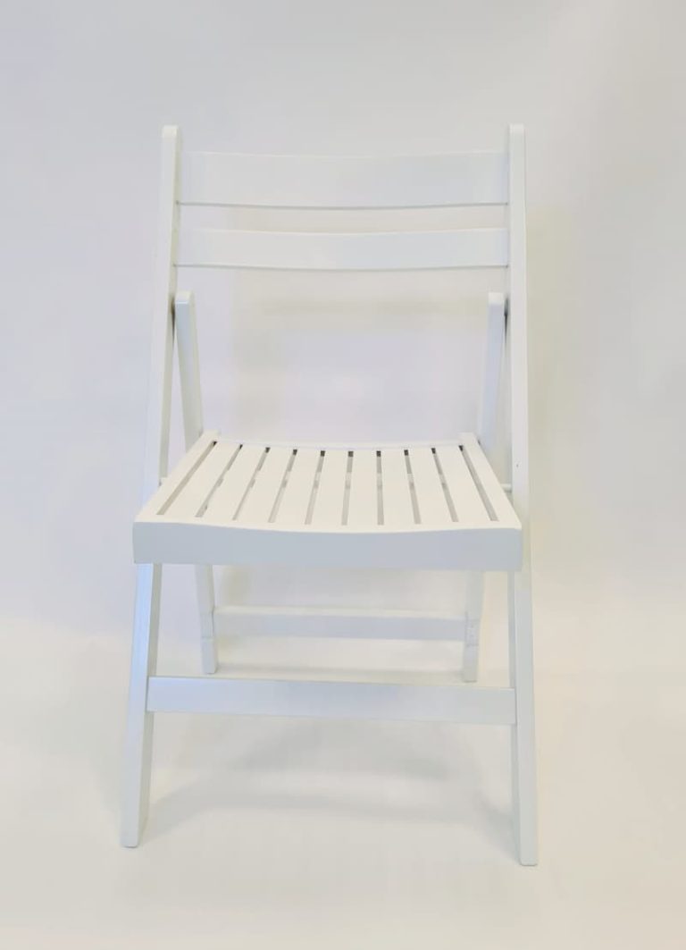 White Wooden Folding Chair HireWeddings,Events BE Event Hire