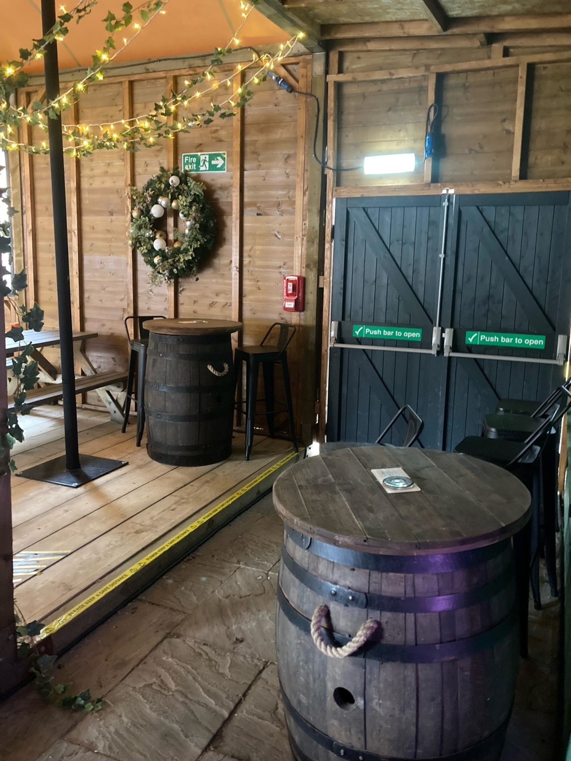 Rustic Wood Barrel Table Hire Weddings, Events BE Event Hire