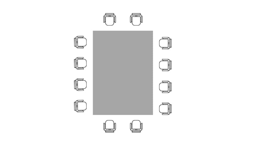 Boardroom Style Room Layout - Conference and Event Room Layouts - BE Event Furniture Hire