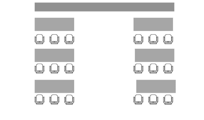 Classroom Style Room Layout - Conference and Event Room Layouts - BE Event Furniture Hire