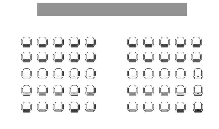 Theatre Style Room Layout - Conference and Event Room Layouts - BE Event Furniture Hire