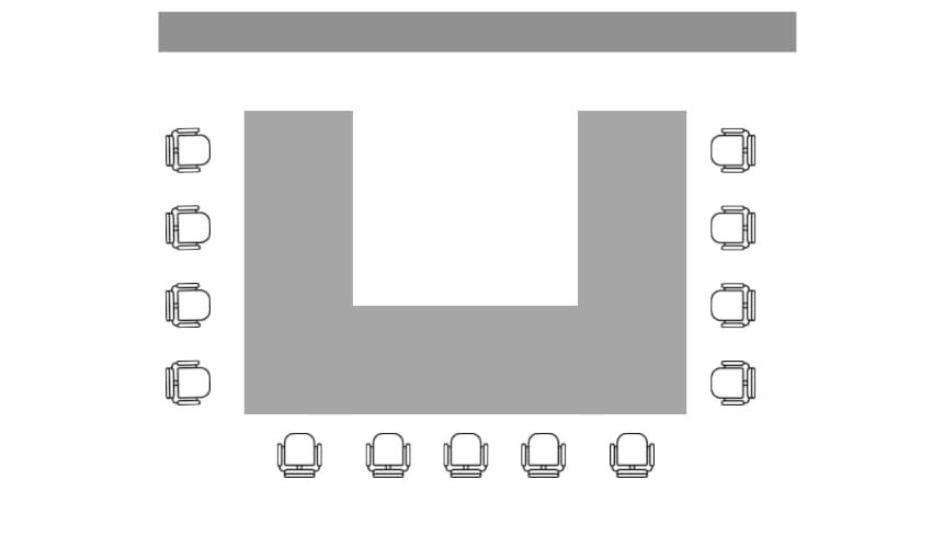 U-Shaped Style Room Layout - Conference and Event Room Layouts - BE Event Furniture Hire