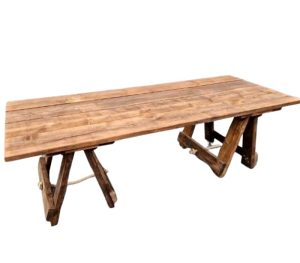 8 x 3 Rustic Trestle Table Hire - Large Medieval Rustic Trestle Table - BE Event Furniture Hire