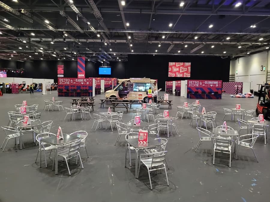 EGX Retro Zone Set Up at ExCel London - BE Event Furniture Hire