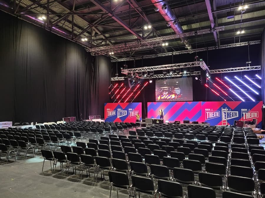 EGX Theatre Set up ExCel London - BE Event Furniture Hire