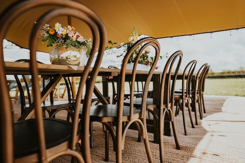 Dark Bentwood Chairs Hired for Tipi Wedding - Be Event Furniture Hire 