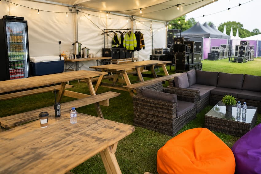 Furniture Hire Choices For a Festival Crew Area - BE Event Hire
